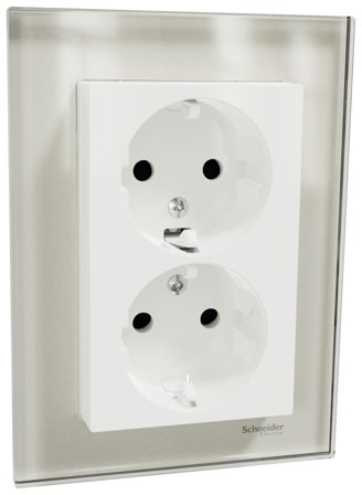Schneider Electric WDE008888 Vägguttag 2-vägs, Strömbrytare & vägguttag