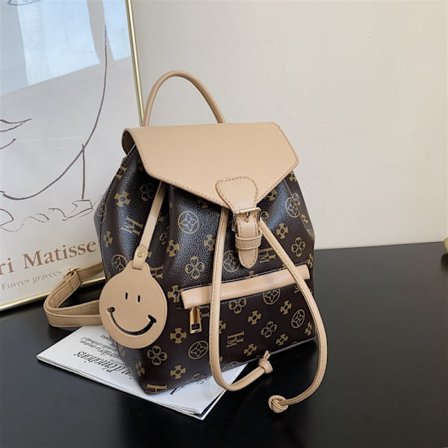 Liten läder mjuk brun dragsko ryggsäck väska brun