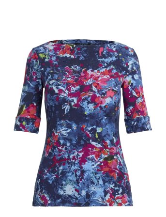 Lauren Ralph Lauren | Print Stretch Cotton Boatneck Tee | S