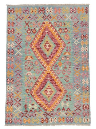 Ruční Tkaní Kelim Afghán Old Style Koberec 136X187 Vlněný Hnědá/Tmavě Šedá Malý