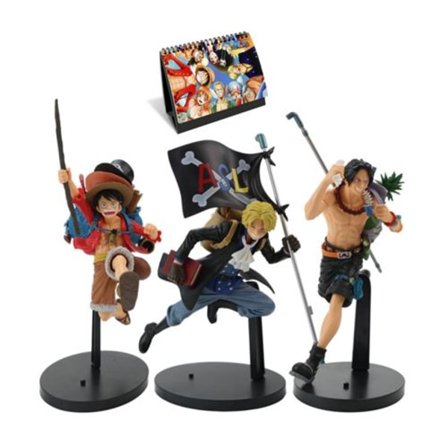 En uppsättning med 3 stycken utsökta One Piece-dockor, tre stycken