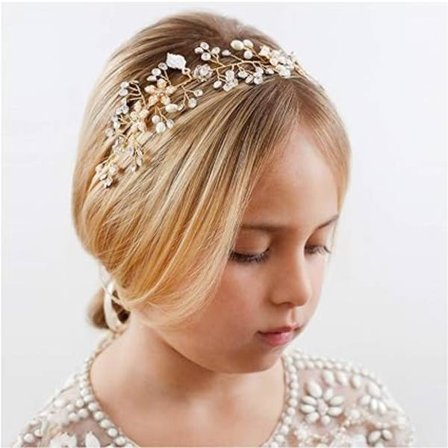 Hårbånd med blomster og perler til pige, børn, bryllup