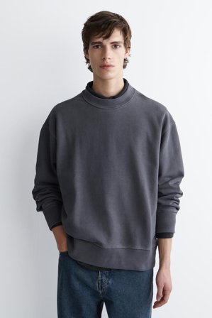 COS Men's Relaxed Washed Cotton Sweatshirt in Blue