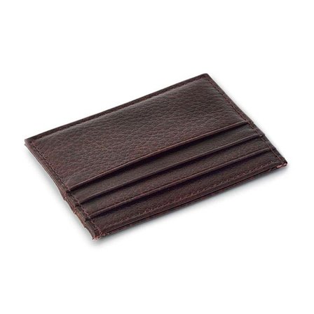 Tyylikäs korttikotelo keinonahkaa - Ruskea