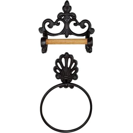 Toalettpapirholder i støpejern, industriell stil, veggmontert toalettpapirholder, hengende toalettpapirholder