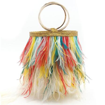 Skulder Vesker Kvinner Fjær Aften Veske Liten Clutch Fest Lommebok Crossbody