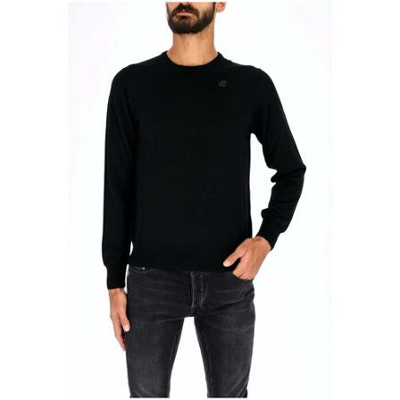 K-Way Pullover girocollo in lana merino con patch logo uomo K-Way Sebasti K6113Bw Nero Sort, Herre