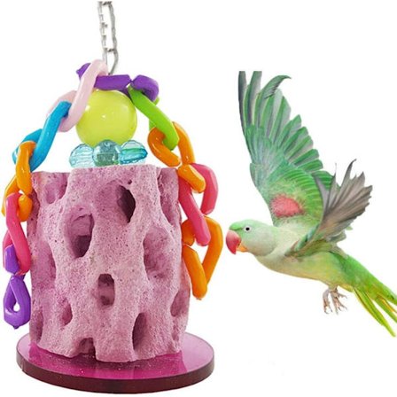Naturlig kalksten fugletyggelegetøj til papegøjer (tilfældig farve)