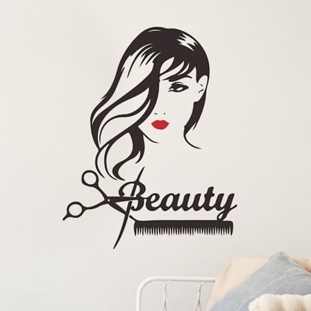 Wall Sticker Girls Frisør Decal med saks