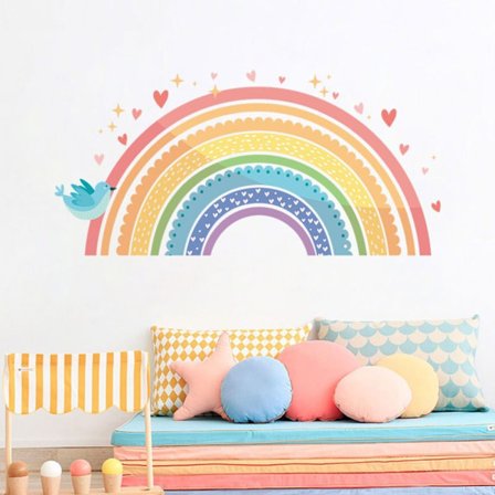 Veggdekor Fargerike Boho Rainbow Heart Wallpaper Rainbow Decals