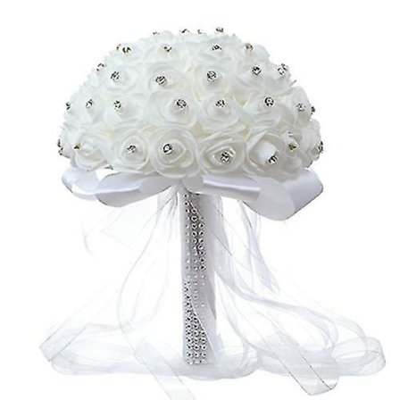 Tekoälyhääpuuquet Käsintehty Ruusu Kukka Strassit Morsiusneito Hääpuuquet De Mariage Hääasusteet (FMY)