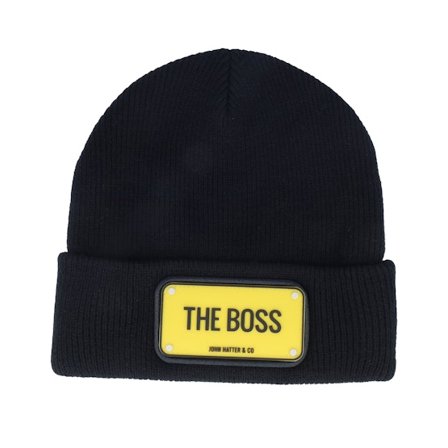 John Hatter & Co - Černá cuff Beanie - Rubber The Boss Black Cuff @ Hatstore