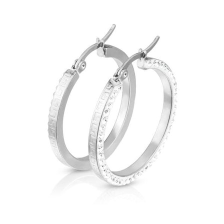 1 Par 30 mm. Creoler i IP Rodiumpläterad 316L stål med CZ