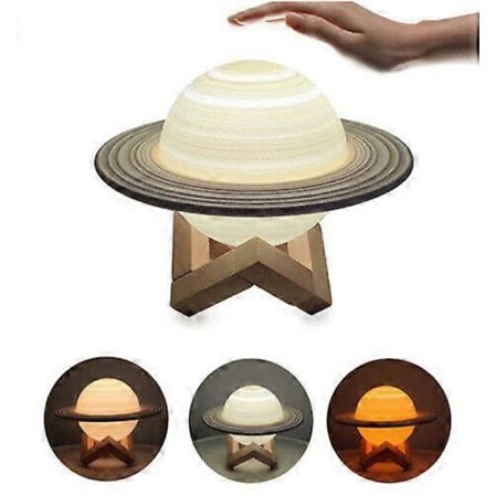 3D-tryckt Nattlampa Saturnus Planet Lampa Lunar LED Bordslampa Heminredning Gåva
