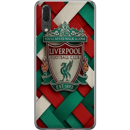 Yhteensopiva Puhelinkuori Huawei Huawei P20 Liverpool Football Clubin tunnus, jossa You'll Never Walk Alone voimakkaassa graafisessa suunnittelussa in
