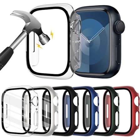 6-pack kompatibelt med Apple Watch skärmskydd 41 mm Series 9 8 7, hårt PC-stötfångarskal sportskyddsfodral för iWatch 41 mm Series 9 8 7 män kvinnor