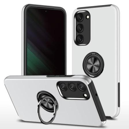 Samsung Galaxy S23+ Fingerring Kickstand Hybrid Taske - Sølv Silver