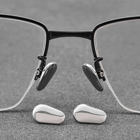 Keramiske brille næsepuder, skridsikre skrue-i næsepuder, holdbare reservedele til briller solbriller (4 par, sølv)