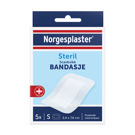 Norgesplaster Scankvikk bandasje, 5.4 cm x 7.6 cm, hvit, 5 stk.