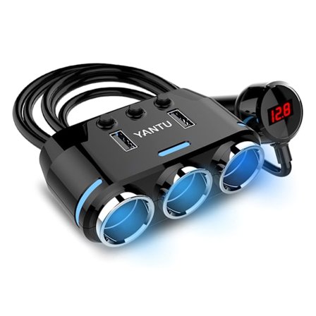 DC 12V-24V Bil Cigarettænder Adapter Oplader 3-vejs Dobbeltstik Splitter