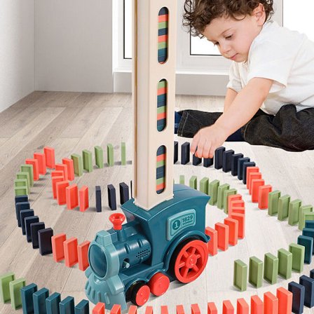 Sähköinen dominonjuna lelu 120 dominopalikalla automaattinen lahjalelu{wh}