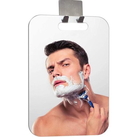 Stort dimmefritt dusjspeil, inkluderer 1 krok med integrert barberhøvelholder, antidugg dusjspeil, reisebarberingsspeil for dusj (25cm x 18cm)