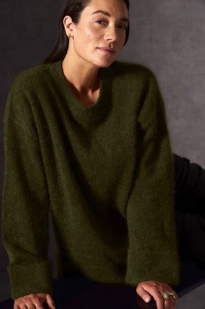 Cellbes of Sweden - Trøje Premium i mohair- og uldblanding i mørkegrøn / meleret til damer i størrelse 34/36