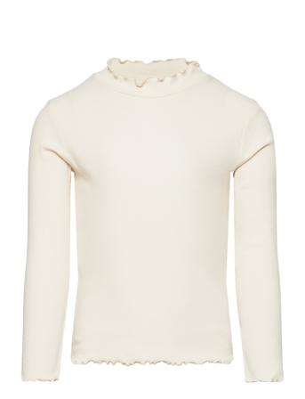 Top Rib Turtleneck Solid T-shirts Turtleneck Creme Lindex*Betinget Tilbud