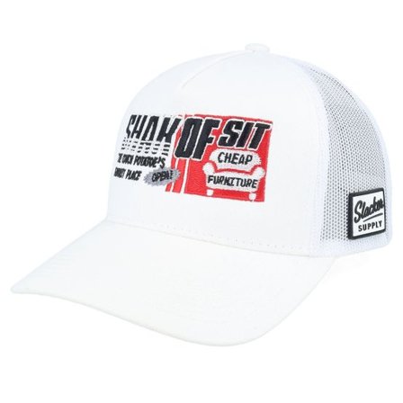 Slacker Supply - Vit trucker Keps - Shak Of Sit Shop White A-frame Trucker @ Hatstore