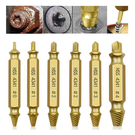 Skadde skrueuttrekkere, 6 deler skadde skrueuttrekkersett for å fjerne lett skadede skruer