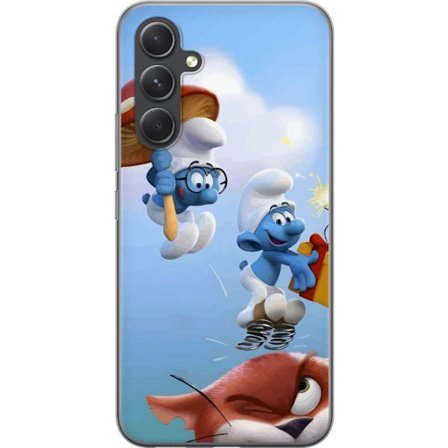 Kompatibelt Mobilskal till Samsung Samsung Galaxy S24 Smurfarna tecknad blå figurer retro affisch serie Schtroumpfs barndoms barndom serie design