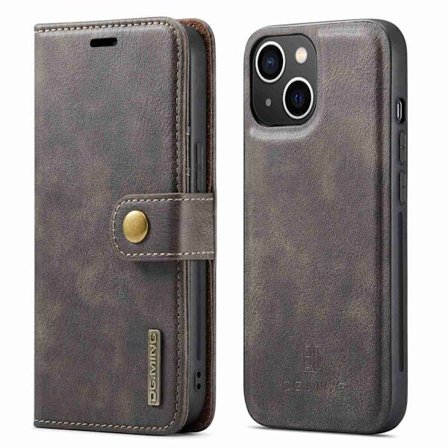 DG.MING 2-in-1 Magnet Wallet iPhone 14 Brown