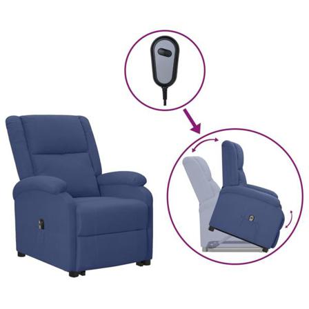 Vidaxl Reclinerfåtölj Med Uppresningshjälp Blå Tyg Blå