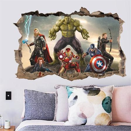 3d Hulk Spiderman tapettitarra lastenhuoneeseen baby makuuhuoneeseen itseliimautuva kodin sein koristelu Vinyylitarrat Avengers sein maalaus ZY14204