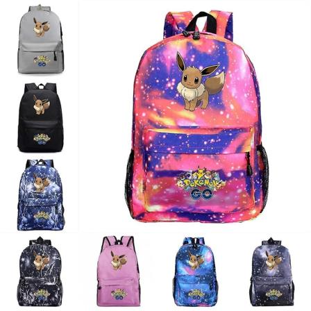 Anime Pokmon Eevee Print Student Skolebog Cartoon Tasker Unisex Rygsæk[HK] Black