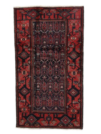Dywan Orientalny Hamadan 102X190 Czarny/Ciemnoczerwony (Wełna, Persja/Iran)