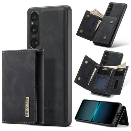 8-FACK Xperia 1 V Stöttåligt Skal med Magnetisk Korthållare DG.M Black