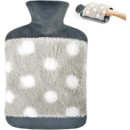 Varmvattenflaskor, Lyxig Mysig Konstgjord Päls Varmvattenflaska, 2L Stor Kapacitet Gummi Varmvattenpåse för Hand- och Fotvärmare, Smärtlindring