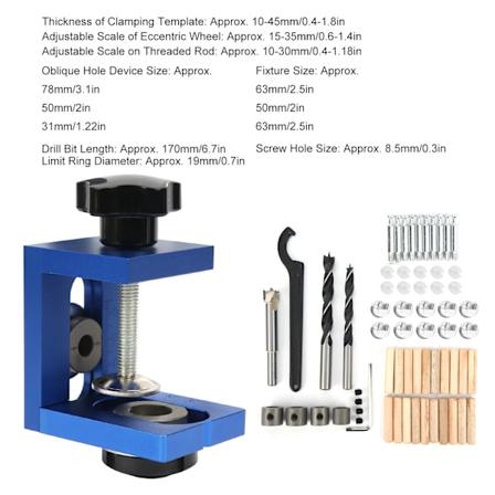 Doweling Jig Boringsguidesett Hullåpning Trebearbeiding Lokator Aluminiumlegering Justerbar