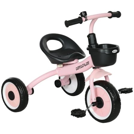 Rootz trehjulet cykel til børn - 2-5 år - Højdejusterbart sæde - Klokke - Cykelkurv - Metalstel - Pink - 70,5 cm x 50 cm x 58 cm