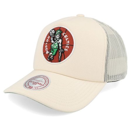 Mitchell & Ness - NBA Vit trucker Keps - Boston Celtics Evergreen Hwc Off White A-Frame Trucker @ Hatstore