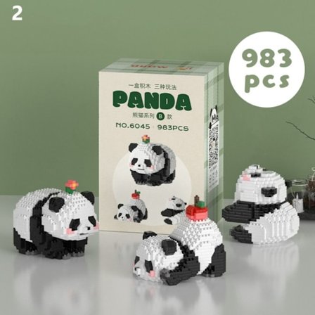 Panda Micro Building Blocks Monteringsspel Tegelstenar Figurleksaker