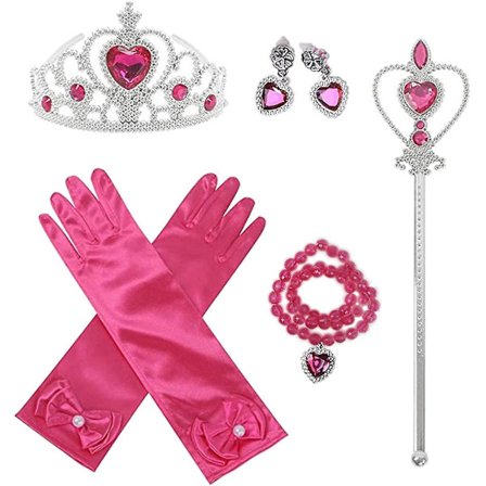Princess Dress Up Accessoarer Handskar Tiara Crown Wand Halsband Presenter för barn Flickor
