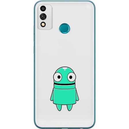 Yhteensopiva Puhelinkuori Honor Honor 9X Lite Turkoosi piirroshahmo isoilla silmillä ja iloisella persoonallisuudella yksinkertaisessa kuvituksessa