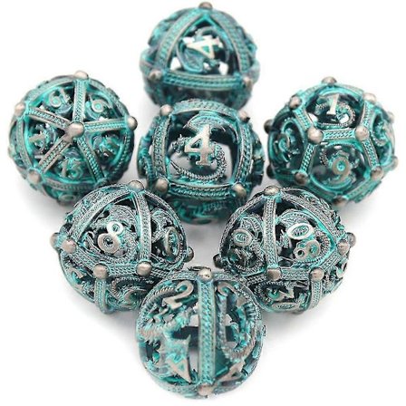 Metalltärningar, 7 st Tunga Solida Metalliska Drak-tärningsset för Dungeons and Dragon Bordsspel B