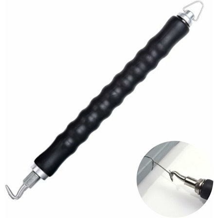 Semi-automatisk tilbagetrækkelig krog, armeringsjernstråd snoet twister, blødt greb metal twister, påfør til metaltråd reducer håndtræthed (sort)