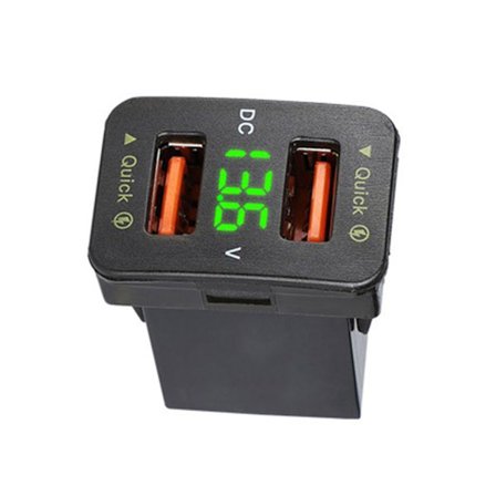 Kaksi-USB-autolaturisovitin Mini LED-volttimittaripistoke pikalataus