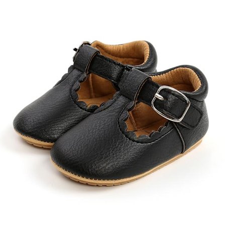 Vauvansandaalit Nahkainen Päällinen Kumiseinän Luistamaton Pehmeä Mukava Kevyt Hengittävä Taaperon Kävelykengät Musta 12cm/4.7in (6-12 Kuukauden 