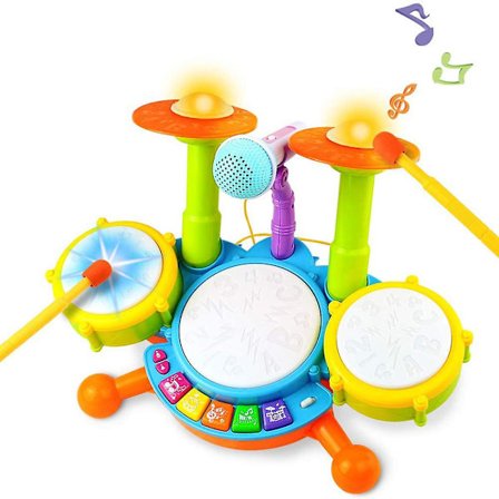 Toy Drum Set for Kids Musical Instruments Early Music Education Musical Drum for Toddlers Electronic Drum Set Gift for Boys and Girls