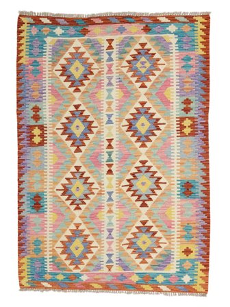 Kilim Afghan Old Style Rug Hand Woven 129X183 Dark Grey/Orange Afghanistan